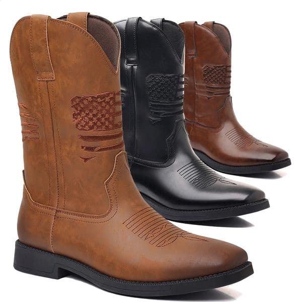 Fashionable mens comfortable boots high point embroidered retro wide toe Western cowboy boots size 48 motorcycle boots 241223