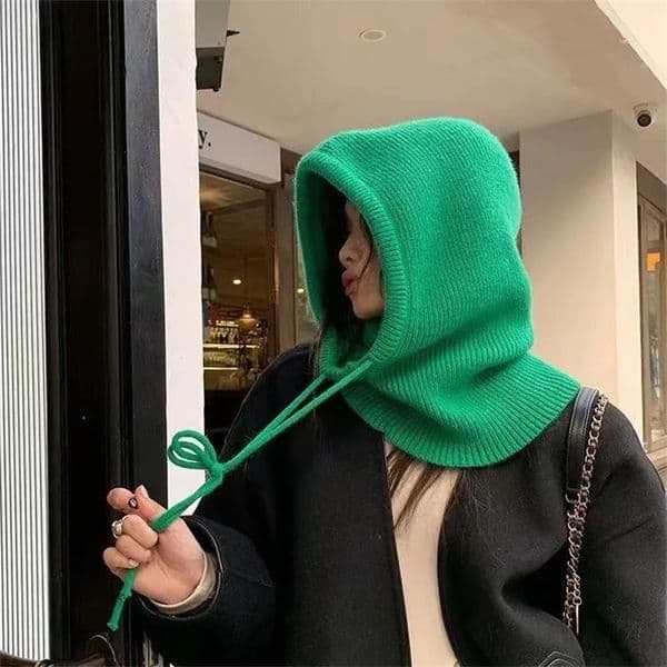 Winter Balaclava Hats For Men Women Unisex Knitted Hooded Caps Outdoor Warmer Drawstring Hats Neck Collar Beanies Cap 231229