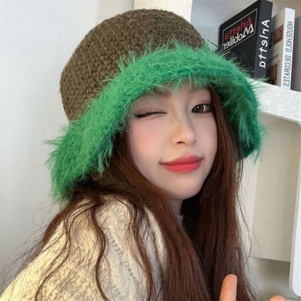 Wide Brim Hats Bucket Hats Korean Ins Niche Hand-knitted Fisherman's Hat Women Autumn and Winter Leisure Warm Versatile Lace-up Contrast Color Bucket Hats 230824