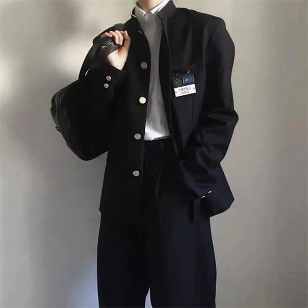 Japanese Academy Uniform Jacket Stand up Collar Set Top Mens Jacket Spring/Summer Academy Style Trendy Mens School Uniform 240925