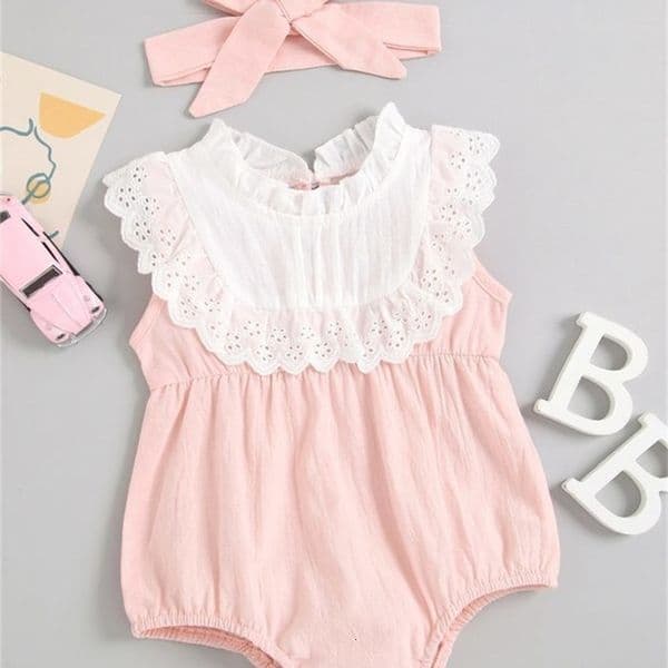 Baby girl Ruffle collar color matching dress belt hair belt SHE