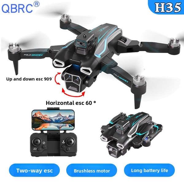H35 Drone HD Aerial Three-Camera Remote Control Aircraft Quadcopter Long Battery Life Intelligent Obstacle Avoidance