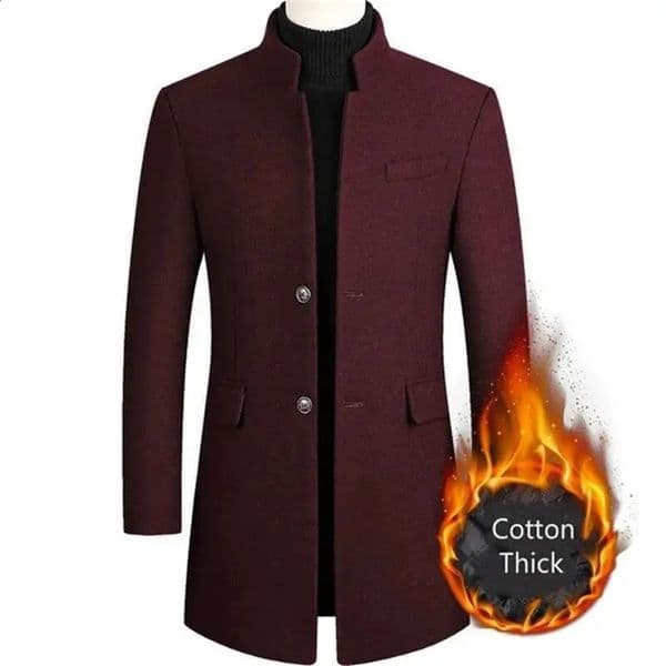 Autumn Winter Woolen Coat Men Casual Slim Fit Windbreaker Mid Length Mens Cardigans Blends Jacket Coats 4XL-M 241116