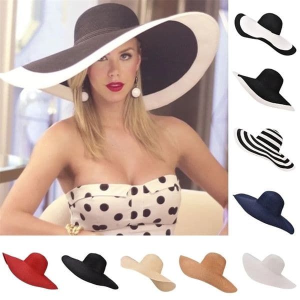 Lawliet 7.1/18cm Foldable Oversized Huge Wide Brim Sun Beach Straw Hats Wedding Womens Floppy Party Dressy A330 240226