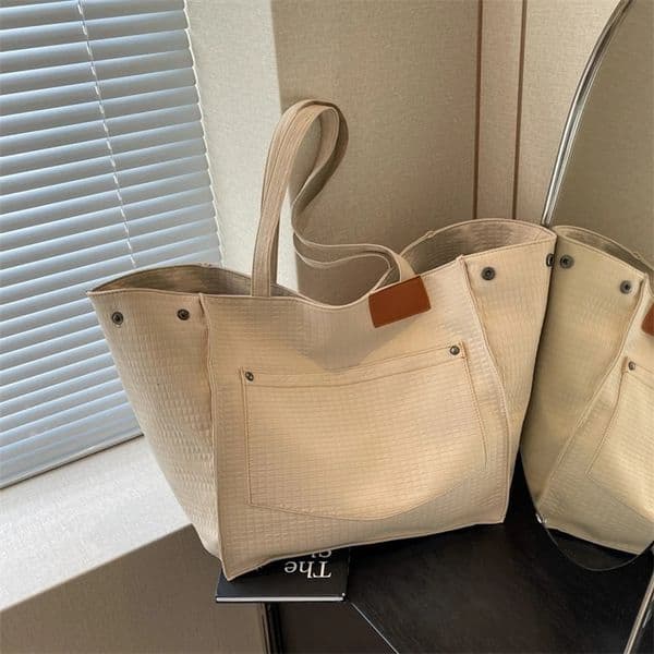 Large Capacity Plaid Cloth Shoulder Bags Simple Versatile Durable Casual Commuting Tote Bags for Women Fashion Autumn 240712