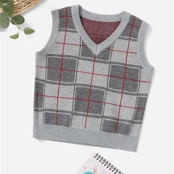 Toddler Boys Plaid Sweater Vest SHE01