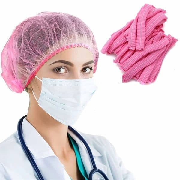 100Pc Hair Cap Disposable Nonwoven Shower hat Elastic Bouffan Caps Net Head Cover Hat for Bath SPA Beauty Salon Catering 240105bj