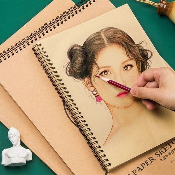 8K/A4 Kraft Sketchbook for Drawing High Quality Professional Watercolor Kraft Paper Marker Color Lead Pad Student Art Supplies 240604