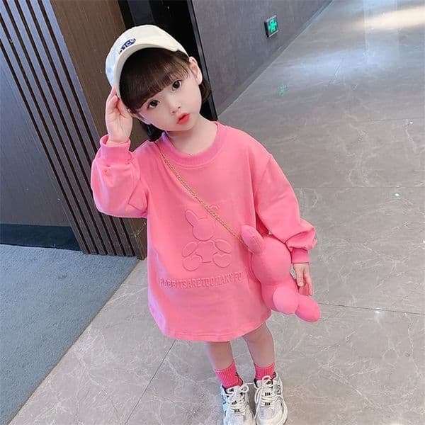 Girl s Dresses Girls Rabbit Bag Sweater Autumn Children s Korean Version Girls Long Sleeve T Shirt Kids 221118