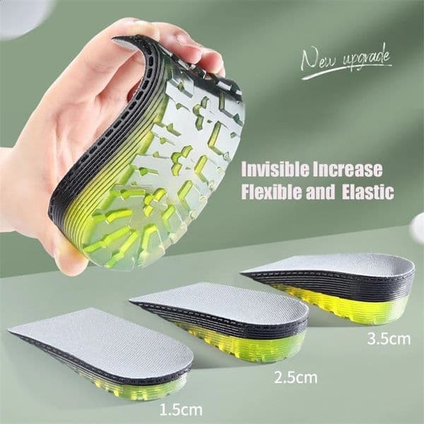 Increase Height Insoles GEL Soft PU Material 1.5CM 2.5CM 3.5CM Men Women Invisible Heighten Soles Pads 241226