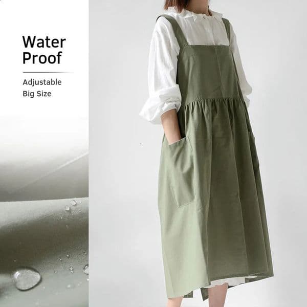 Classic Apron Cotton Linen Waterproof Gardening Florist Baking Coffee Shop Ceramics Handwork Restaurant Kitchen Chef Aprons 240726
