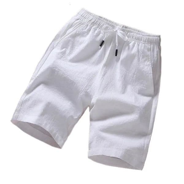 Men Shorts Slim Fit 2025 Summer Cotton Linen Knee Length Breathable Male Clothing Pure Straight Shorts Big Size M-6XL 7XL white 250325