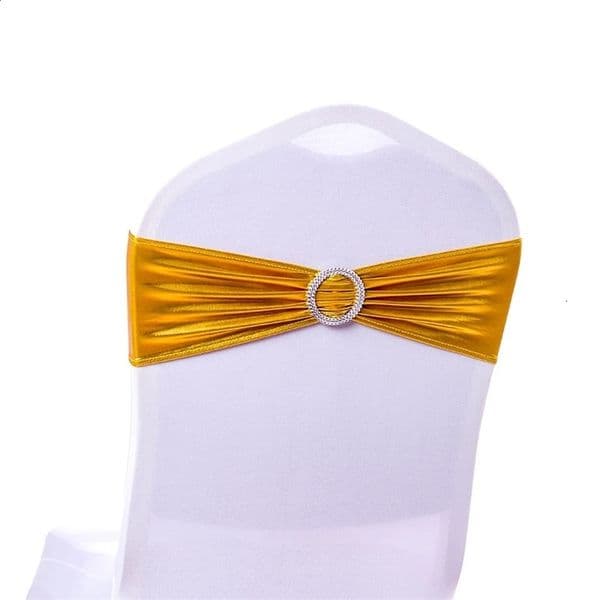 50 pieces of metal gold and silver chair belts wedding chair decorations spandex chair covers with circular buckles used for party decoration 240903bj