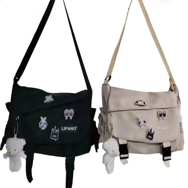 Nylon messenger bag mens shoulder bag fashionable mens messenger bag student backpack solid color cross body mens handbag 250109