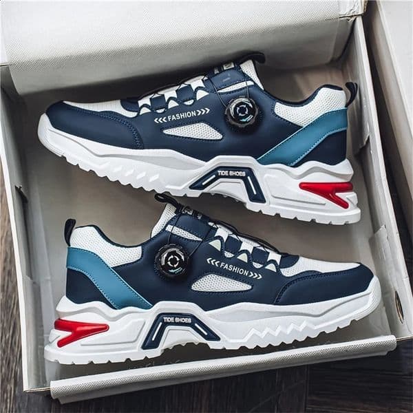 South Korean mens rotating buckle fashionable casual sports shoes all season soft soled outdoor running shoes student sports shoes 250425