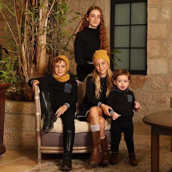 Black family set girl dress boy casual shirt with denim pocket baby set long sleeves stripes trim black french terry hooded suit X250923