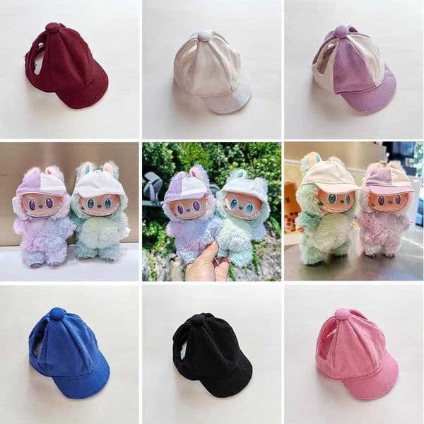 17cm Labubu Baseball Cap Cute Doll Hat for 123 Gen Labubu Macaron Sit Series Blind Box Keychain Kawaii Outfit Accessori X250923