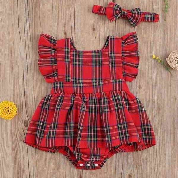 Baby Girl Tartan Combo Bodysuit Dress & Headband SHE