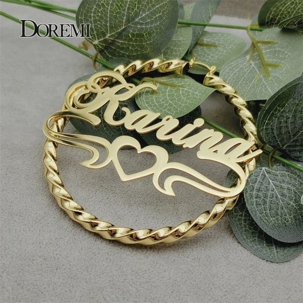 DOREMI 30507090MM Custom Name Earrings Big Hoops Earrings Stainless Hip Hop Style Earrings Custom Earrings for Women Gift 250206