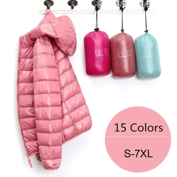Womens Puffer Jacket 15 Colors Plus Size 5XL 6XL 7XL Spring Autumn Female Ultra Lightweight Packable Hooded Down Coats 241031