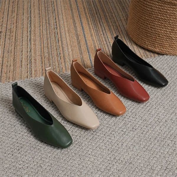 Leather multi-color low heel womens shoes round toe flat bottom shallow cut single shoe casual and leisurely roller coaster 240823bj