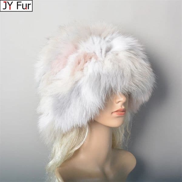 Knitted True Fox Fur Hat for Women Beanies Solid Fox Fur Hat for Winter Womens Party Fashion Fur Hat Skulls 241206bj