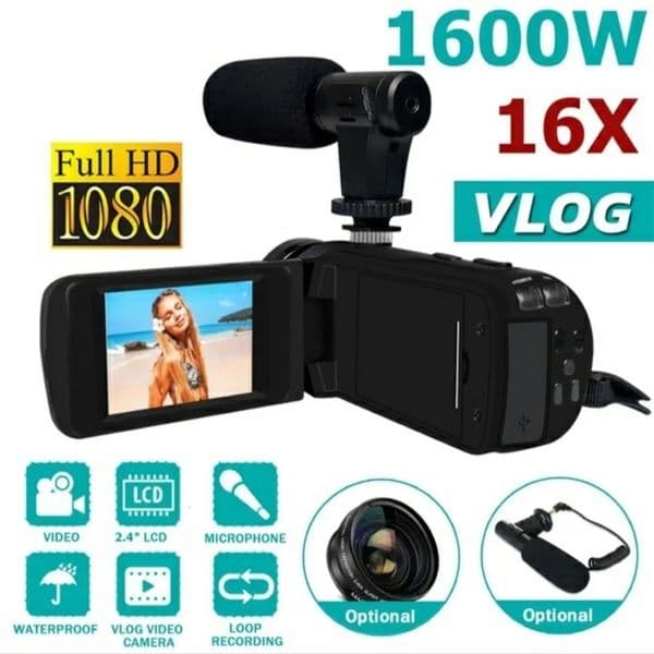 HD 1080P Digital Video Camera Camcorder WMicrophone Pography 16 Million Pixels Portable Professional Camer 240106bj
