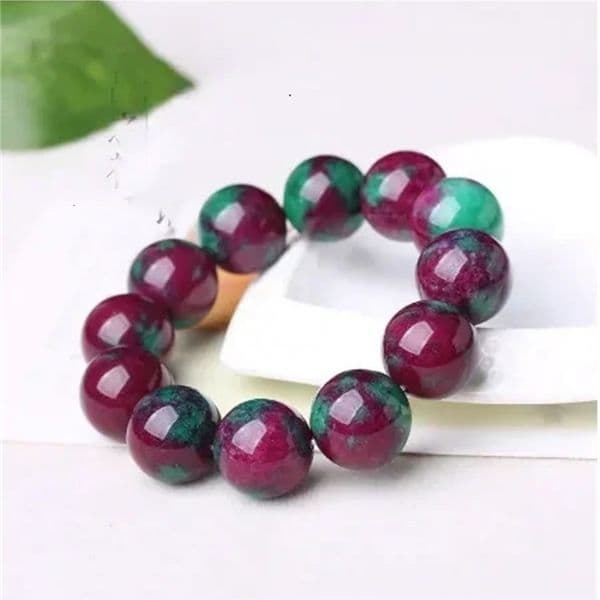 Bangle Natural Jade Jewelry Round Beads Natural Ruby emerald jade bracelet 240223