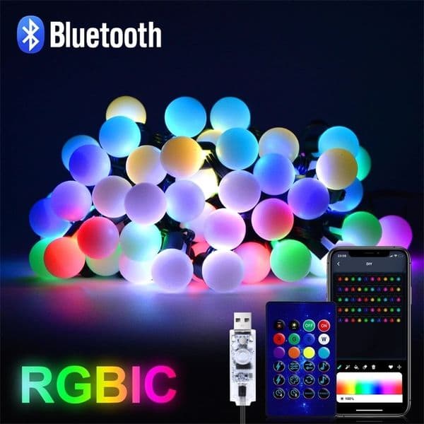 USB Bluetooth color G18 LED string light 10M 50 bulb Festoon fairy light Christmas bedroom outdoor garden decoration LED garden 240829bj