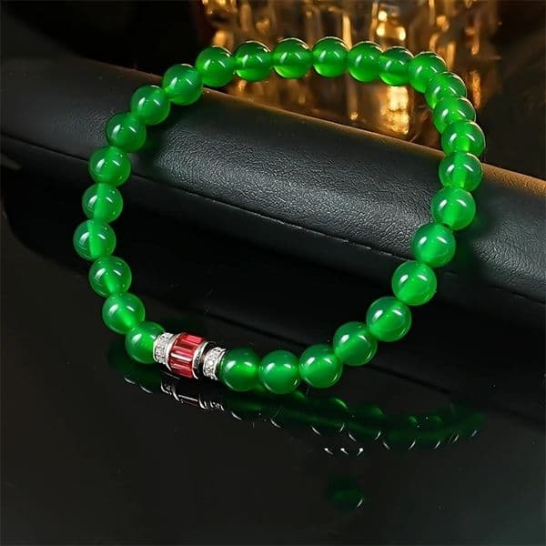 Chinese Style Natural Green Jade Chalcedony Agate Beads Bracelet for Women Personality Jewelry 241227