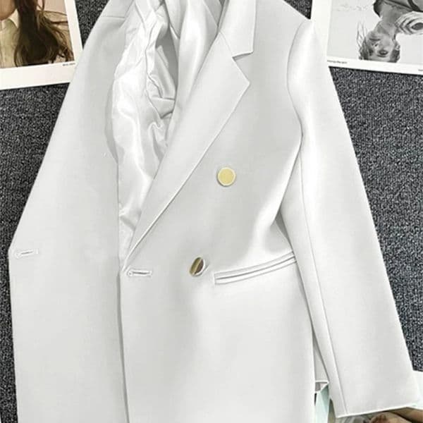 Women Coat Spring Autumn Elegant Leisure Solid Long Sleeved Blazers Korean Fashion Loose Fit Womens Clothing 240826