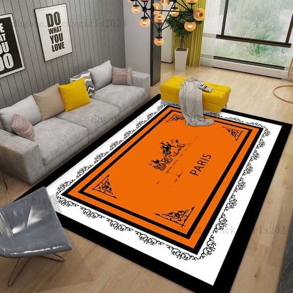 Designer Floor Mat Luxury Orange Carpet Modern Living Cool Carpet Room Decor Simplicity Dirt Resistant Non-Slip Carpets