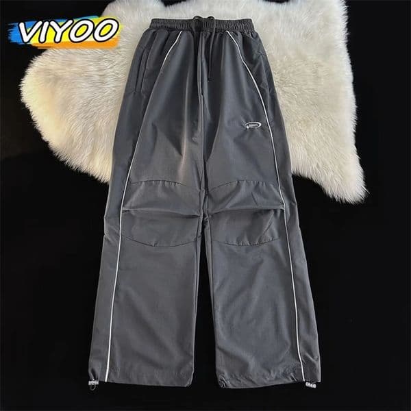 American ultra-fine mens casual track luggage cargo pants wide leg street wear sports pants Techwear Korean Y2K pants mens clothing 241227