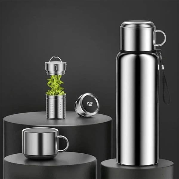 Outdoor stainless steel thermostat vacuum cleaner large capacity intelligent thermostat water bottle temperature display insulated coffee cup 240816bj