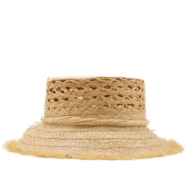 selling Raffia Starw womens hat wide Brim Sunshade casual straw hat beach bucket straw hat soft and fashionable womens hat 240517bj
