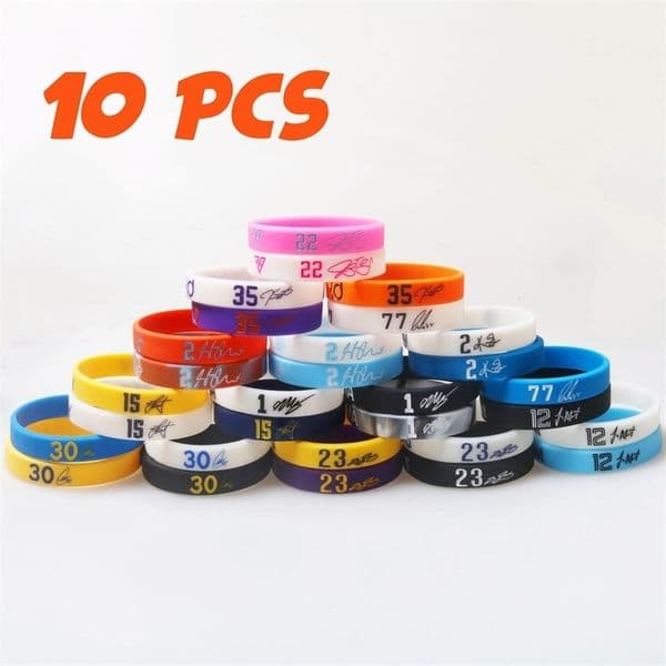 10pcs/lot Basketball Silicone Bracelets Sport Wristbands for Men Fashion Basketall Players souvenir Bangles 250107bj