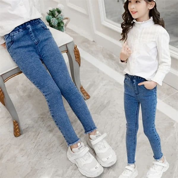 Jeans 2023 kids baby Girls Leggings autumn jeans elastic skinny children pencil pants for 4 5 6 7 8 9 10 11 12 13 years denim trousers 231007