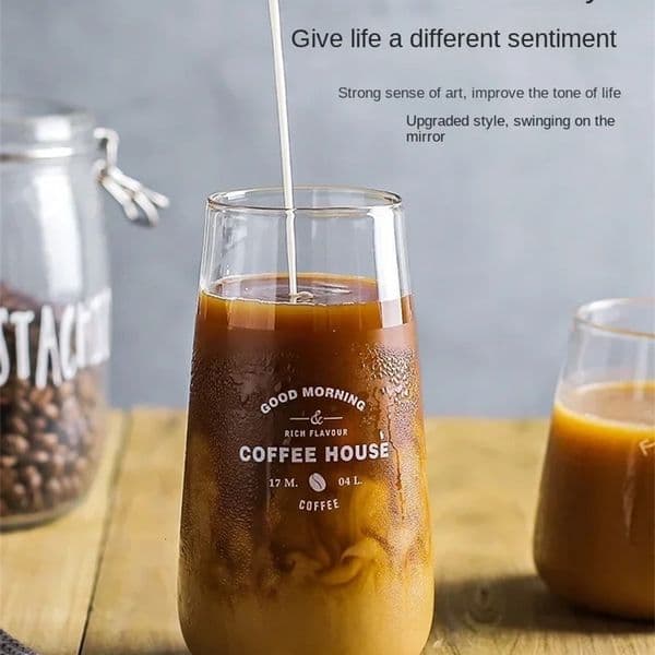 KAWASIMAYA Glass Cup Ins Style Water Household Beverage Drinks Milk Juice Tea Transparent Coffee 240301