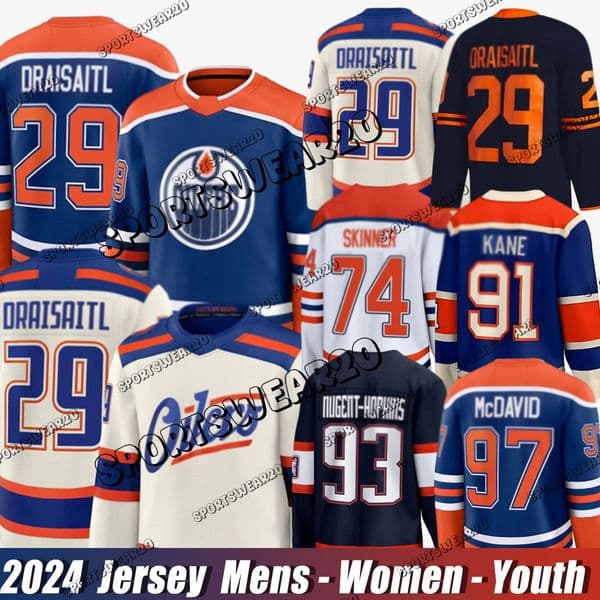 97 Connors McDavids Edmontoncity Oiler Jersey 29 Leon Draisaitl 18 Zach Hyman 2 Evan Bouchard 74 Stuart Skinner 99 Wayne Gretzky Jerseys