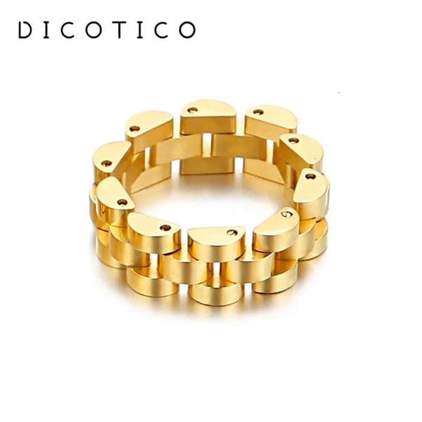 Solitaire Ring Stainless Steel Rings For Women Men Watch Chain Gold Silver Color Collapsible Fashion Women s Party Knuckle Jewelry 231117bj