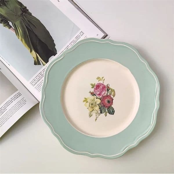 Vintage dessert cake ceramic plate pastry style dinner family service tablet vintage wedding 240805bj