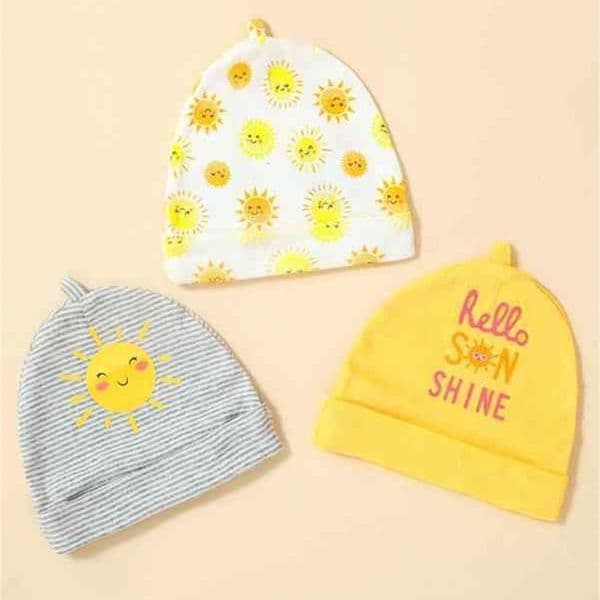 3pcs Baby Cartoon Sun Graphic Hat SHE