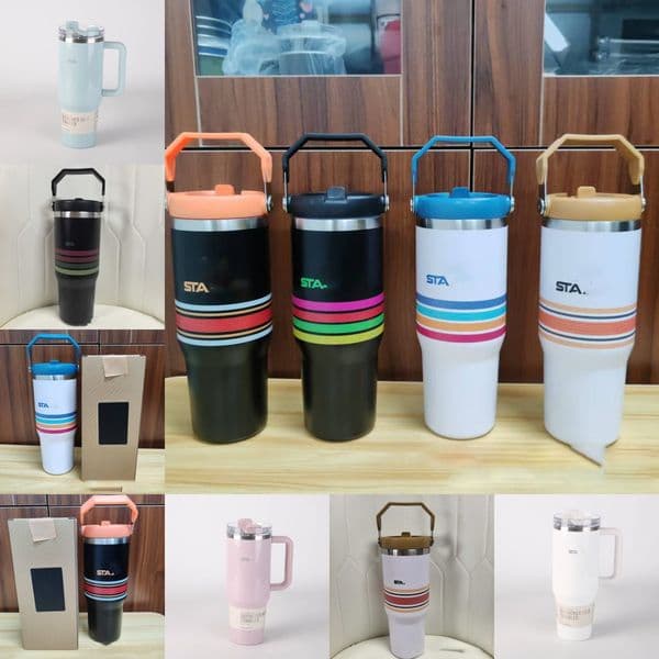 30/40 oz with Lids 304 Stainless Steel Thermo Bottle Car Water Cup Insulated Cold Drink Vacuum Cup Travel Thermal Mug For Sport