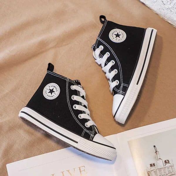 EerciseChildrens HighTop Canvas Shoes Soft Bottom Comfortable Nonslip Casual Shoes Summer Simple Solid Color LaceUp Canvas Shoes J251118