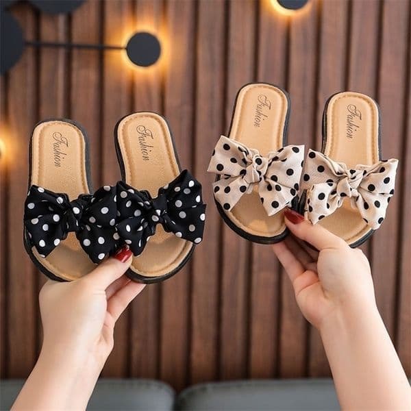 Girls Bow Slippers Children For Girls Summer Princess Shoes Nonslip Soft Bottom Indoor Slides Lovely Slippers Fashion 220621