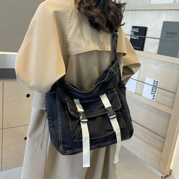 Large Capacity Denim Messenger Bag for Women Crossbody Bag for Students Single Shoulder Tote Bag for Class 250121