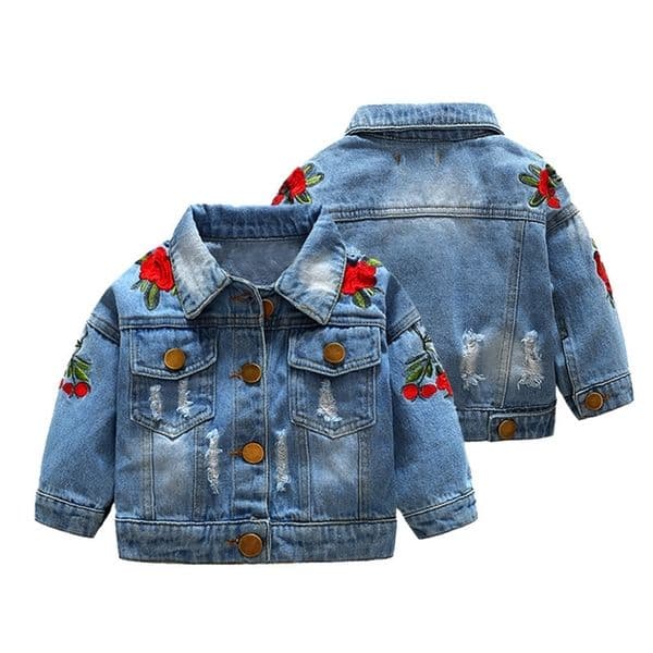 Jackets Spring and Autumn Baby Girls Denim Coats Flower Embroidery Fashion Children Outwear Coat Kids Casual Jacket 230329