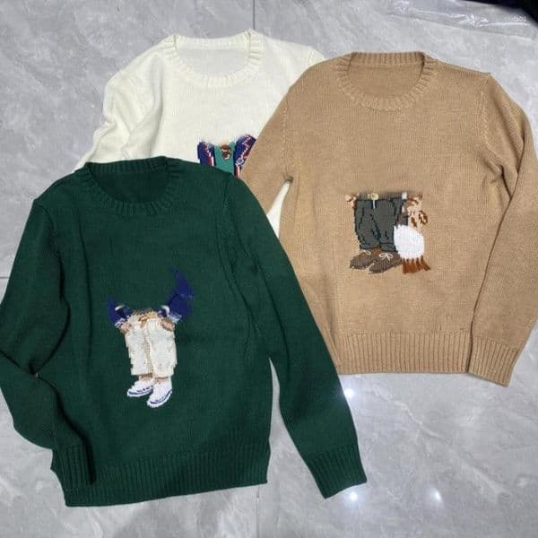 Women's Sweaters Designer High Quality Thin Cotton Jacquard Embroidered Long Sleeve Round Neck