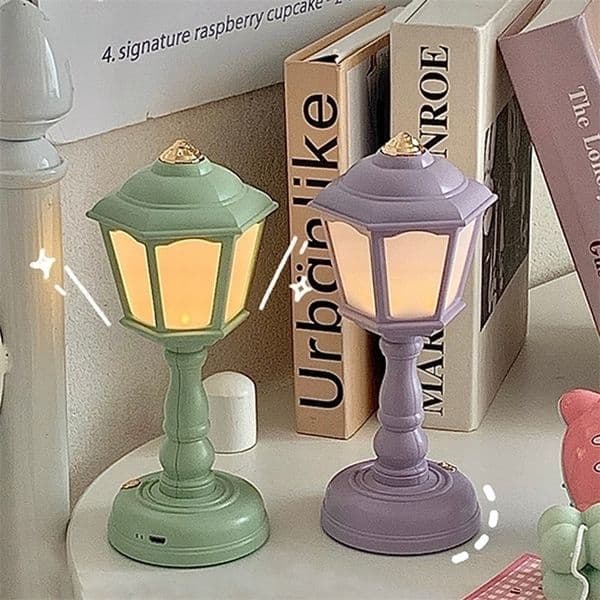 Decorative Objects Figurines Retro Table Lamp LED Desk USB Charging Night Lights Touch Dimmable Light Mini Street Lamps Bedside Room Decor 230810bj