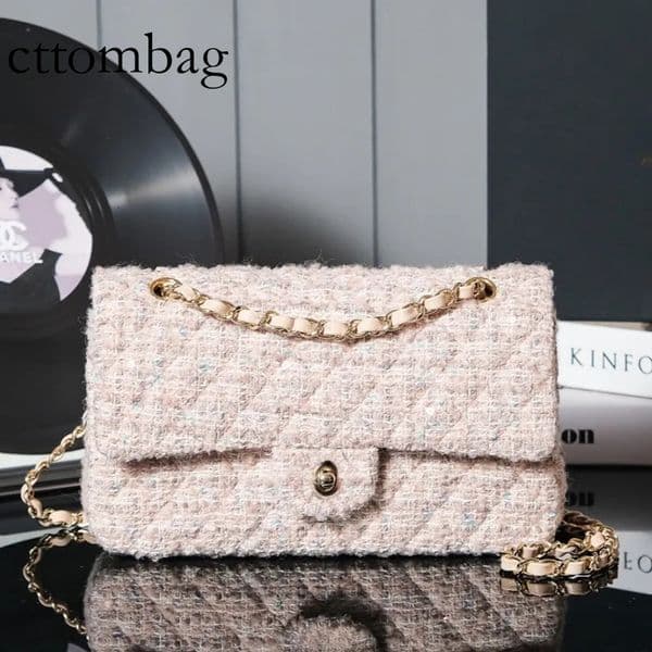 cc 10A 24S Autumn winter styles, flannel series classics grid Mirror quality Desiginers shoulder bag handbag crossbody Official original imported AS11120